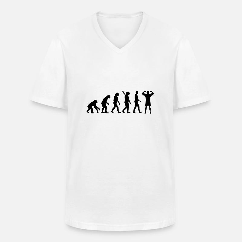 Evolution Bodybuilding - Männer-T-Shirt mit V-Ausschnitt - Weiß