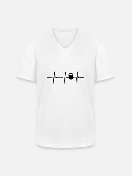 Heartbeat Kettlebell - Männer-T-Shirt mit V-Ausschnitt - Weiß