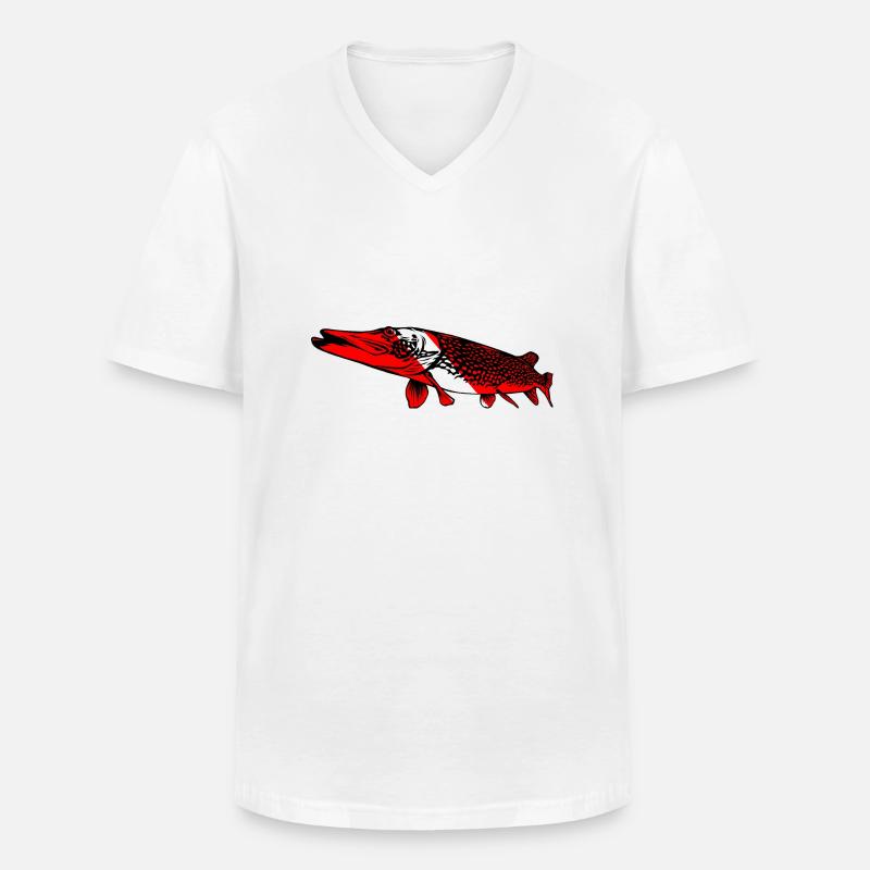 Hecht von Scuba.Style - Männer-T-Shirt mit V-Ausschnitt - Weiß