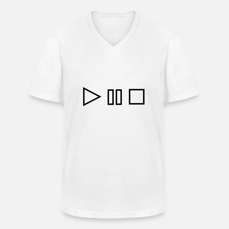 Play Stopp Pause - Männer-T-Shirt mit V-Ausschnitt - Weiß