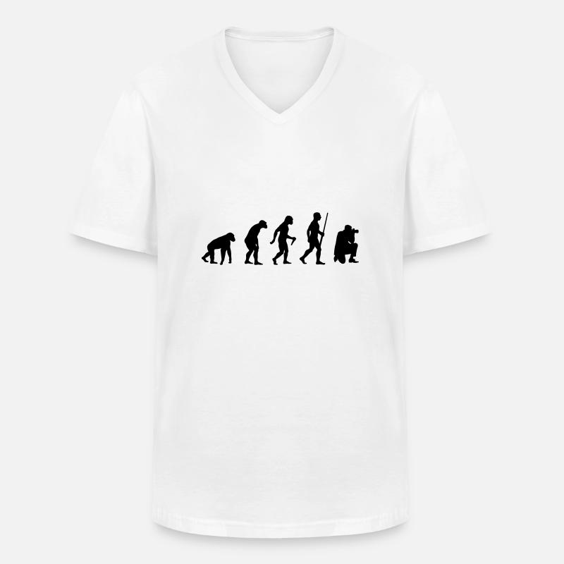 Photographer evolution - Männer-T-Shirt mit V-Ausschnitt - Weiß
