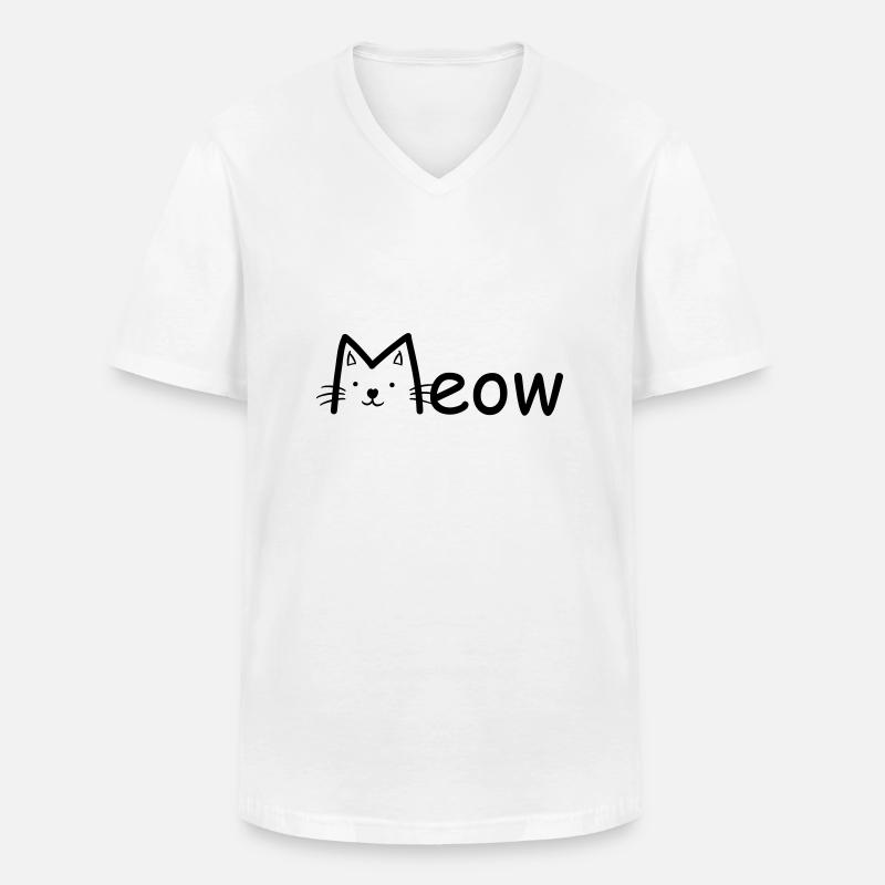 Cat - Männer-T-Shirt mit V-Ausschnitt - Weiß