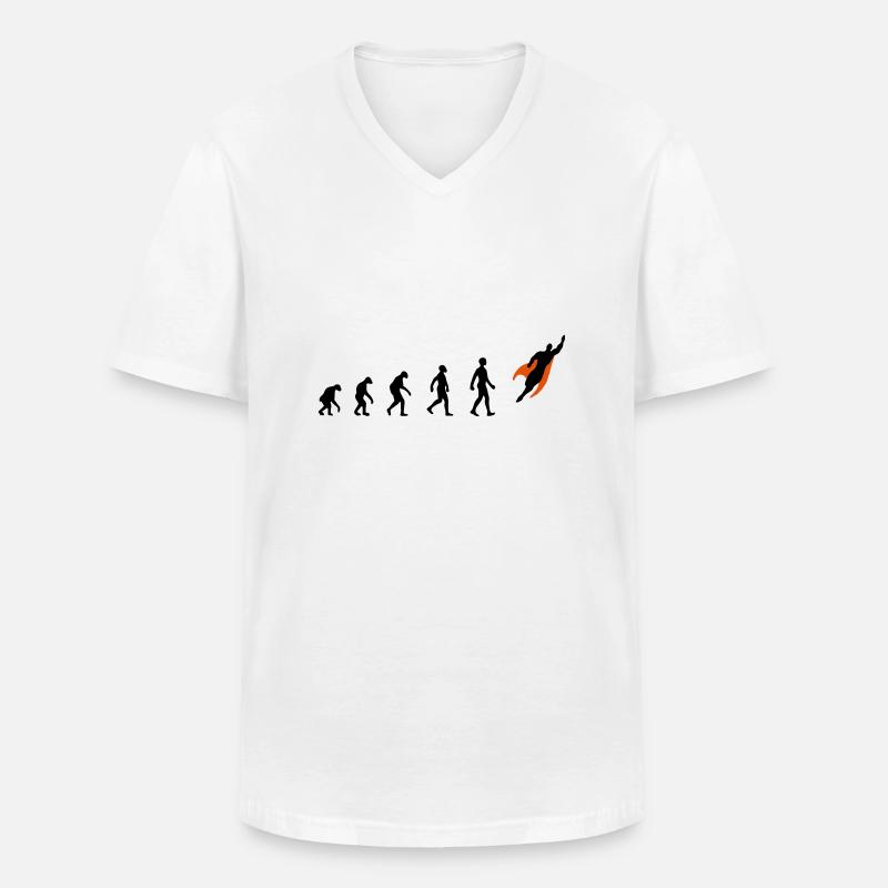Evolution, super, held, Superhelden, darwin, - Männer-T-Shirt mit V-Ausschnitt - Weiß