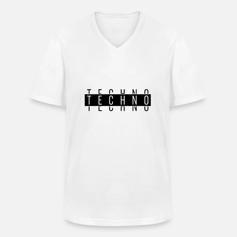 TECHNO TECHNO TECHNO - T-shirt col V Homme - blanc