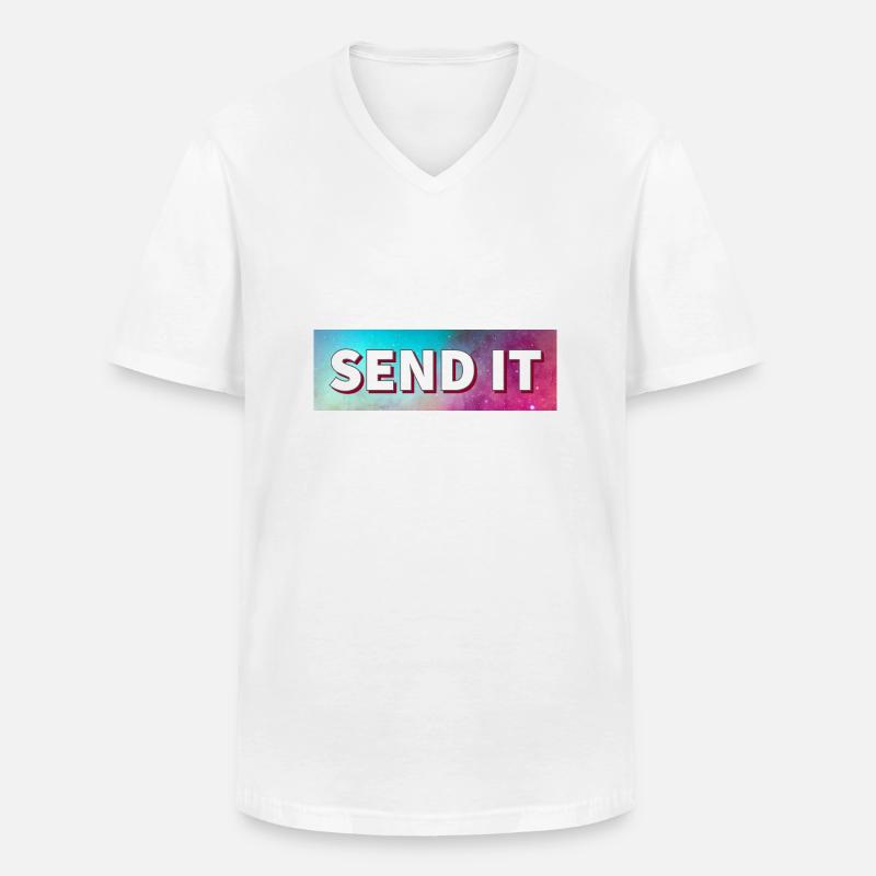 SEND IT Boxlogo - Männer-T-Shirt mit V-Ausschnitt - Weiß