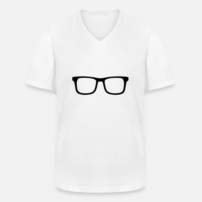 Brille - Männer-T-Shirt mit V-Ausschnitt - Weiß