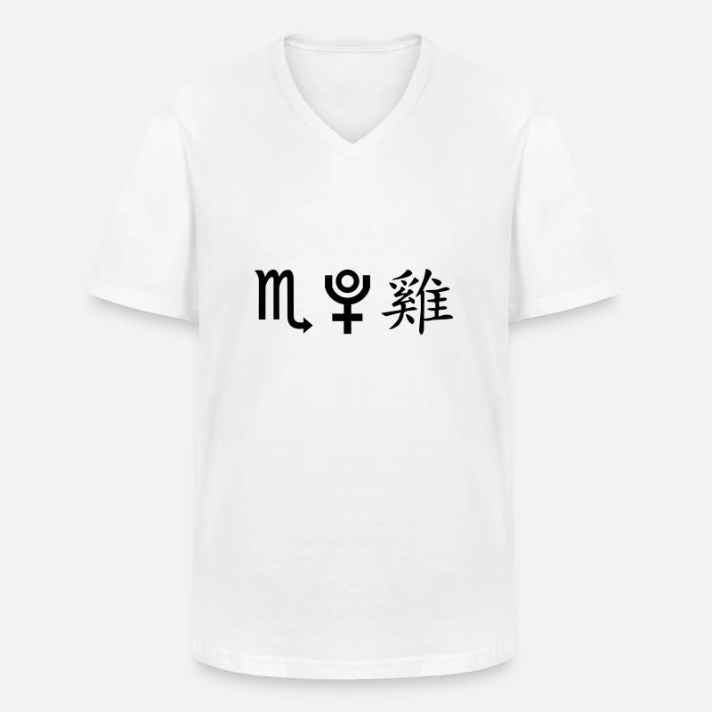 skorpion pluto hahn - Männer-T-Shirt mit V-Ausschnitt - Weiß
