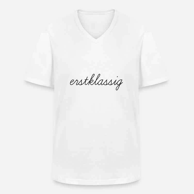 erstklassig - Männer-T-Shirt mit V-Ausschnitt - Weiß