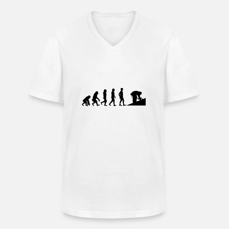 Dachdecker: Evolution of Roofer´s - Männer-T-Shirt mit V-Ausschnitt - Weiß