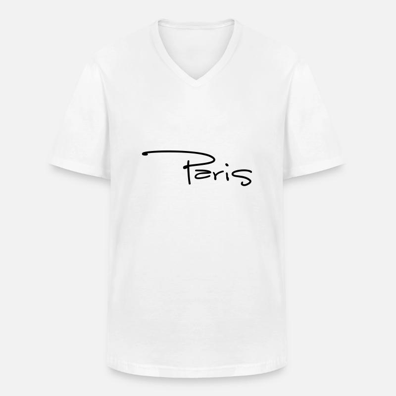 paris1 - Männer-T-Shirt mit V-Ausschnitt - Weiß