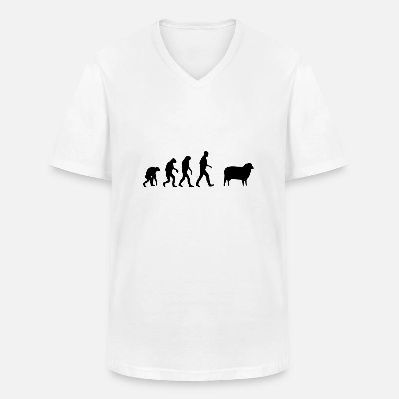 sheep evolution - Men's V-Neck T-Shirt - white
