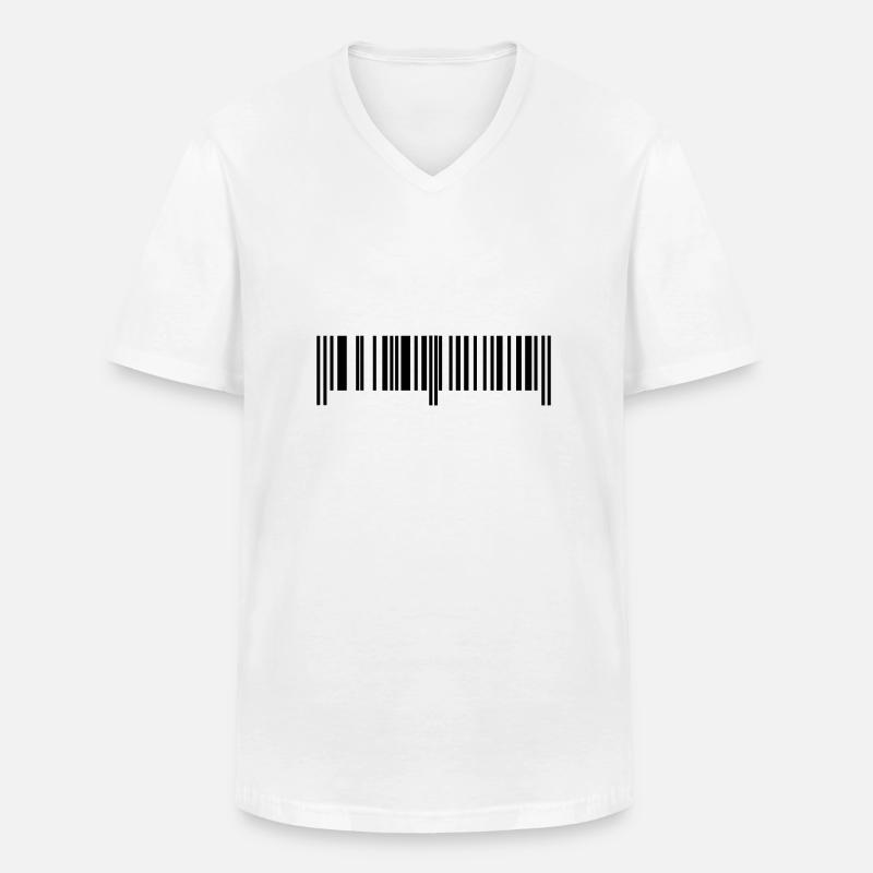 Barcode - Strichcode - Männer-T-Shirt mit V-Ausschnitt - Weiß
