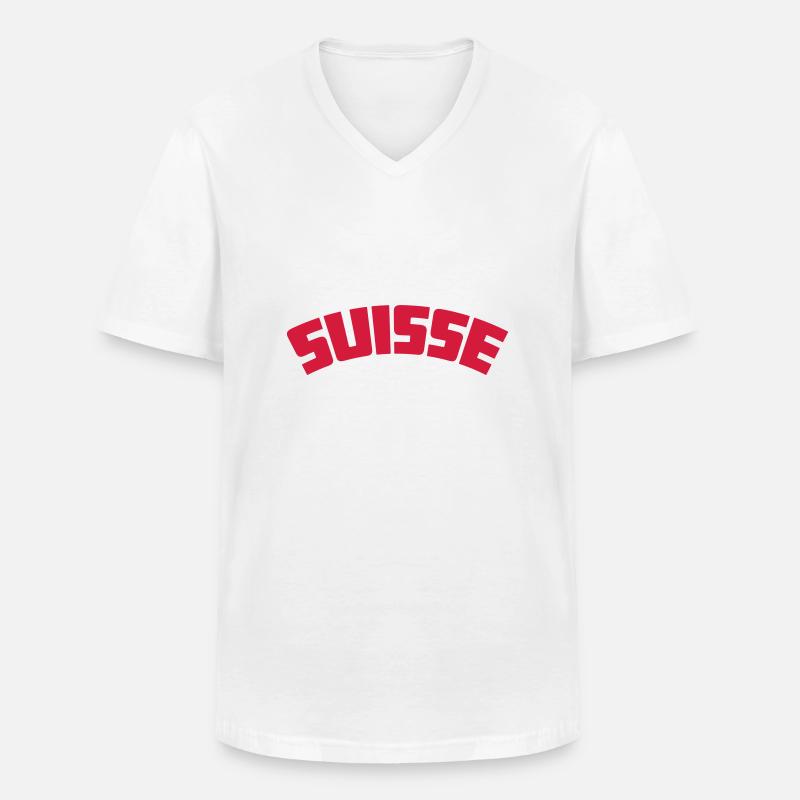 suisse - Männer-T-Shirt mit V-Ausschnitt - Weiß