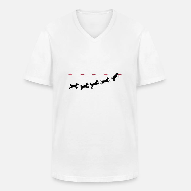 Frisbee dog - Männer-T-Shirt mit V-Ausschnitt - Weiß
