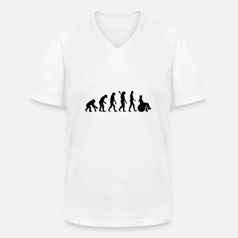 Rollstuhl - Männer-T-Shirt mit V-Ausschnitt - Weiß