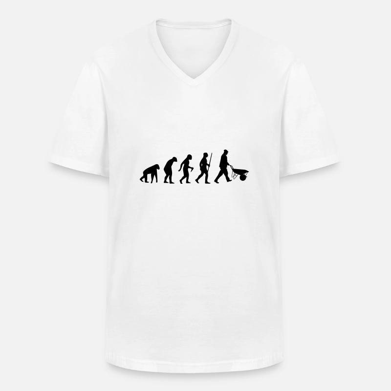 HANDWERKER EVOLUTION (BAUSTELLEN SHIRT) - Männer-T-Shirt mit V-Ausschnitt - Weiß