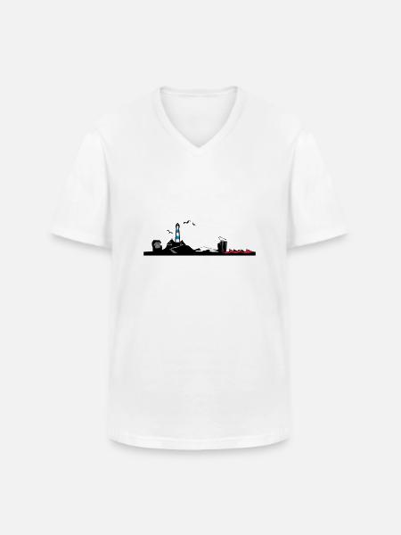 Nordsee Silhouette - Männer-T-Shirt mit V-Ausschnitt - Weiß