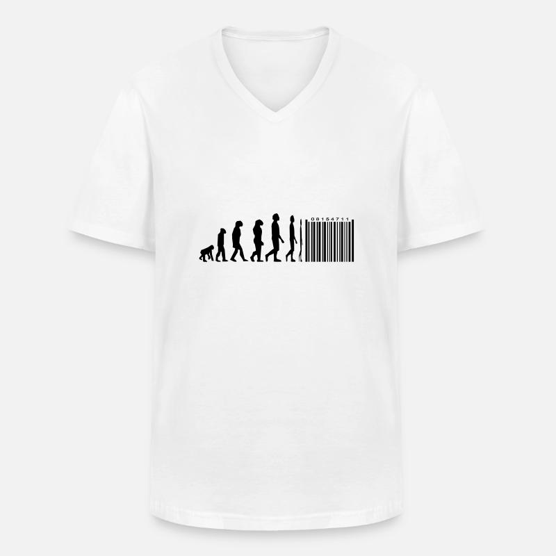 Evolution code à barres - T-shirt col V Homme - blanc