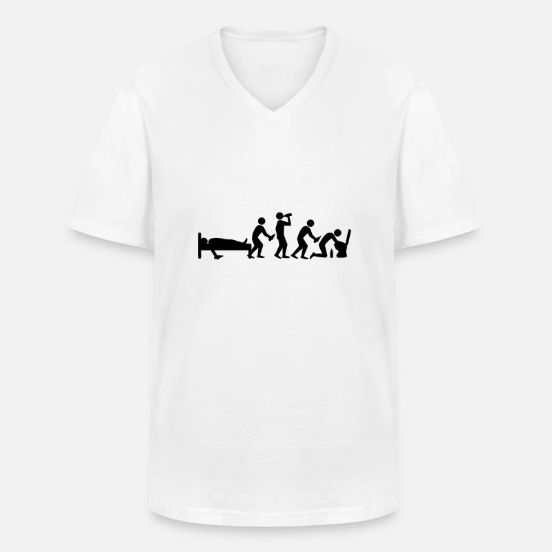 hangover_evolution - T-shirt col V Homme - blanc