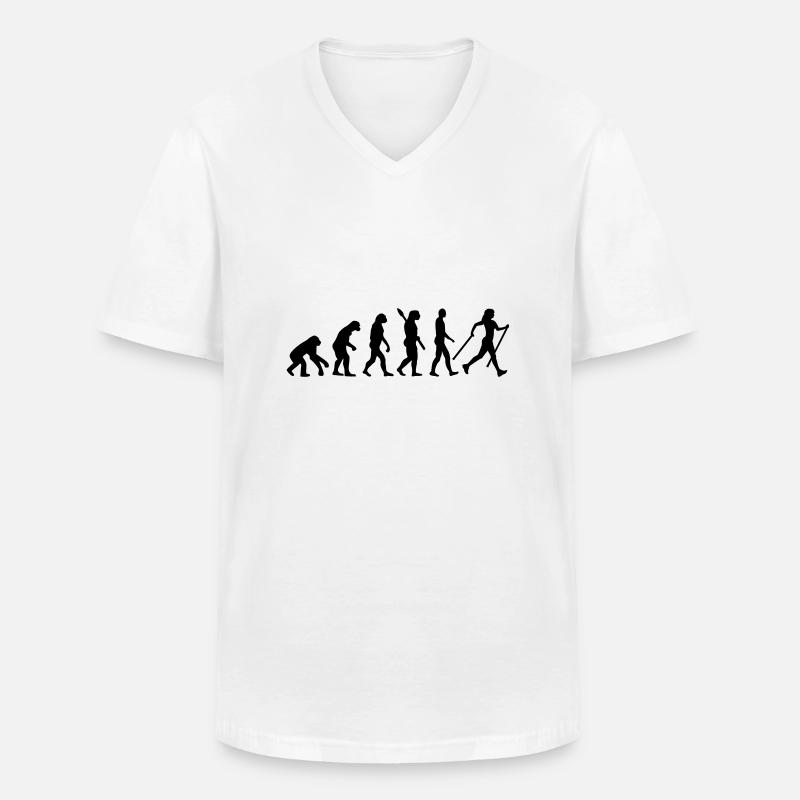 Evolution Nordic Walking - Männer-T-Shirt mit V-Ausschnitt - Weiß