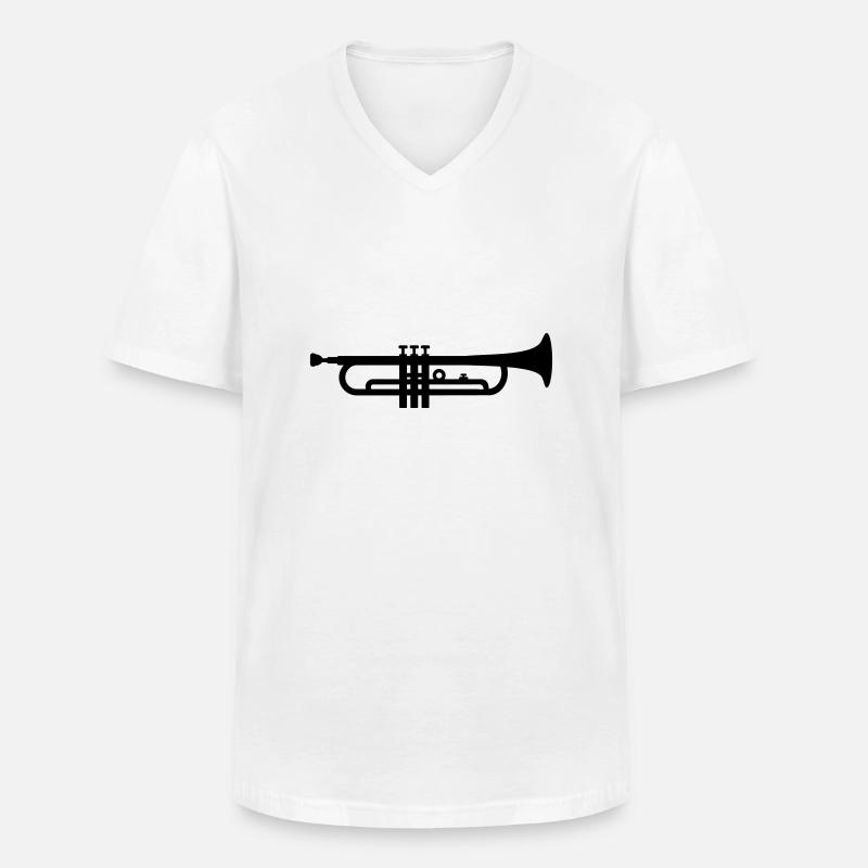 Trompete - Männer-T-Shirt mit V-Ausschnitt - Weiß