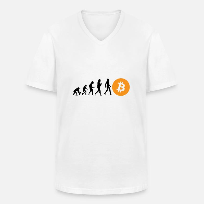 Krypto Evolution of BTC Bitcoin - Männer-T-Shirt mit V-Ausschnitt - Weiß