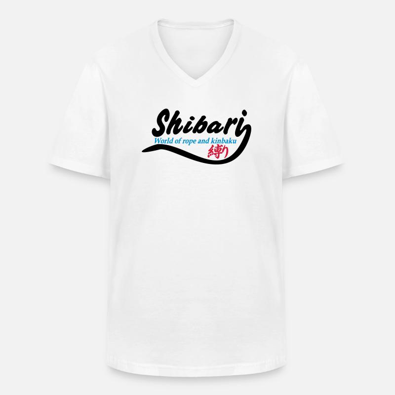 Shibari World 1 3-farbig - Männer-T-Shirt mit V-Ausschnitt - Weiß