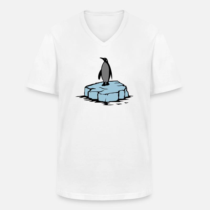pinguin - Männer-T-Shirt mit V-Ausschnitt - Weiß