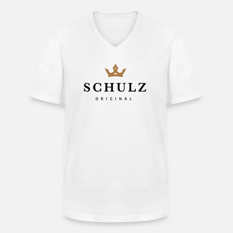 Schulz - Männer-T-Shirt mit V-Ausschnitt - Weiß