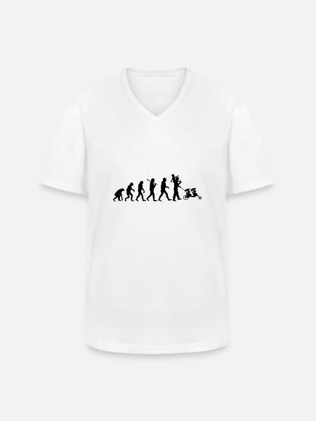 evolution daddy famille nombreuse - T-shirt col V Homme - blanc