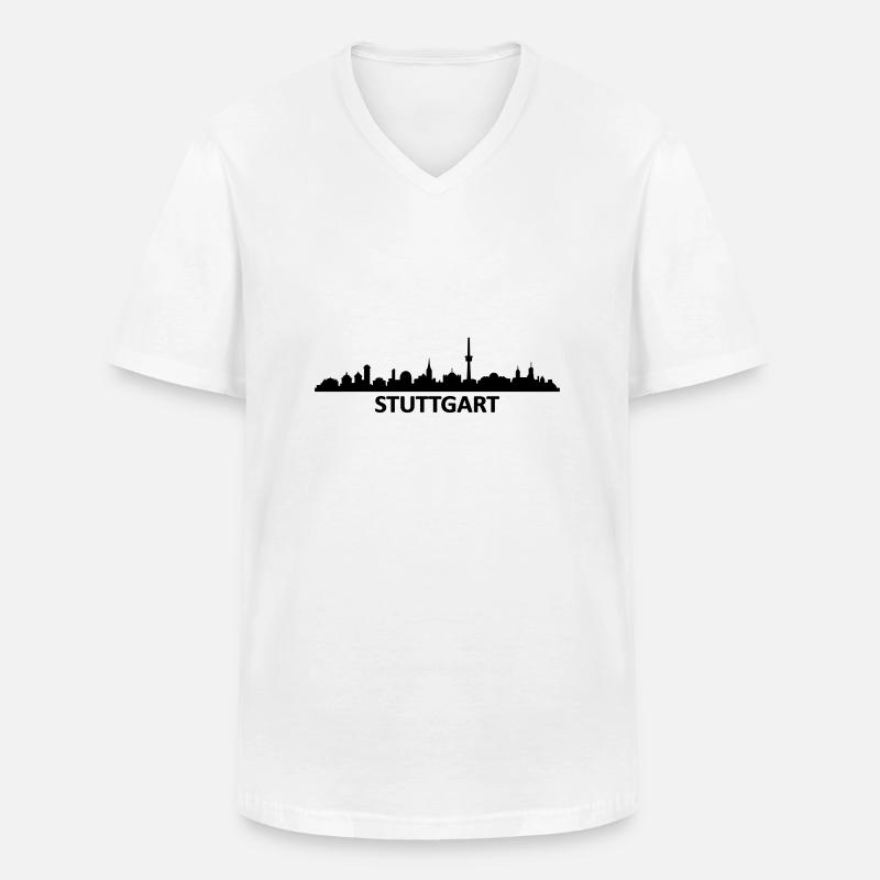 Skyline Stuttgart Name - Männer-T-Shirt mit V-Ausschnitt - Weiß