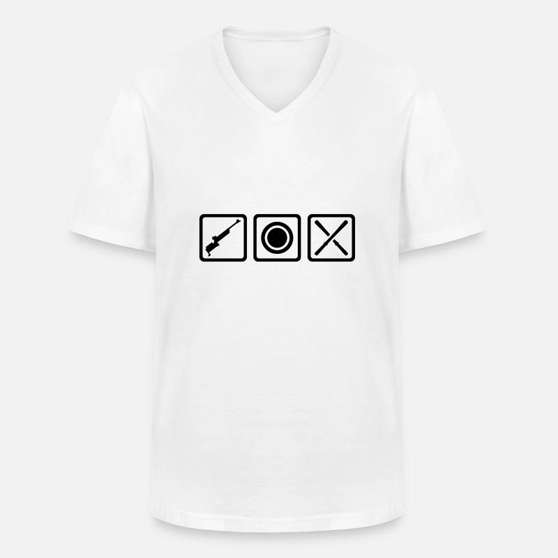 Biathlon - Männer-T-Shirt mit V-Ausschnitt - Weiß