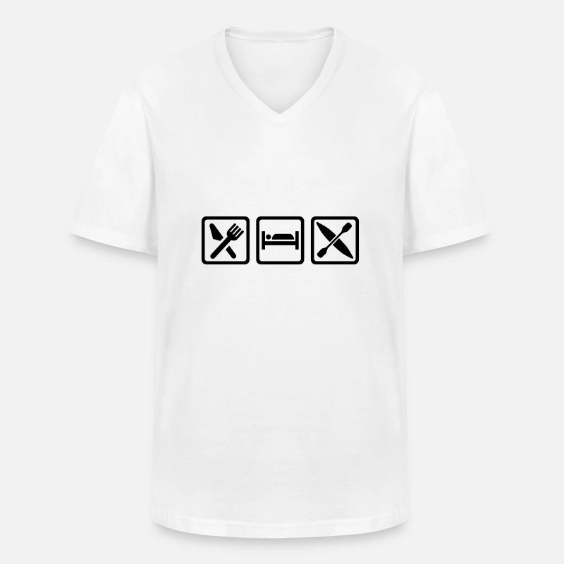 Kajak - Männer-T-Shirt mit V-Ausschnitt - Weiß