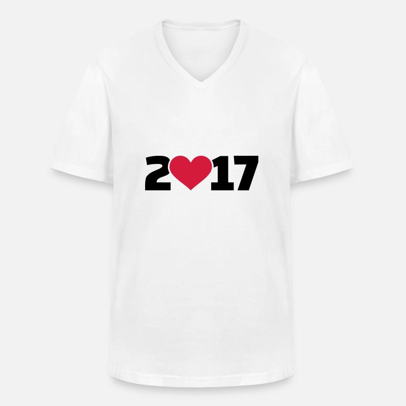 2017 - Männer-T-Shirt mit V-Ausschnitt - Weiß