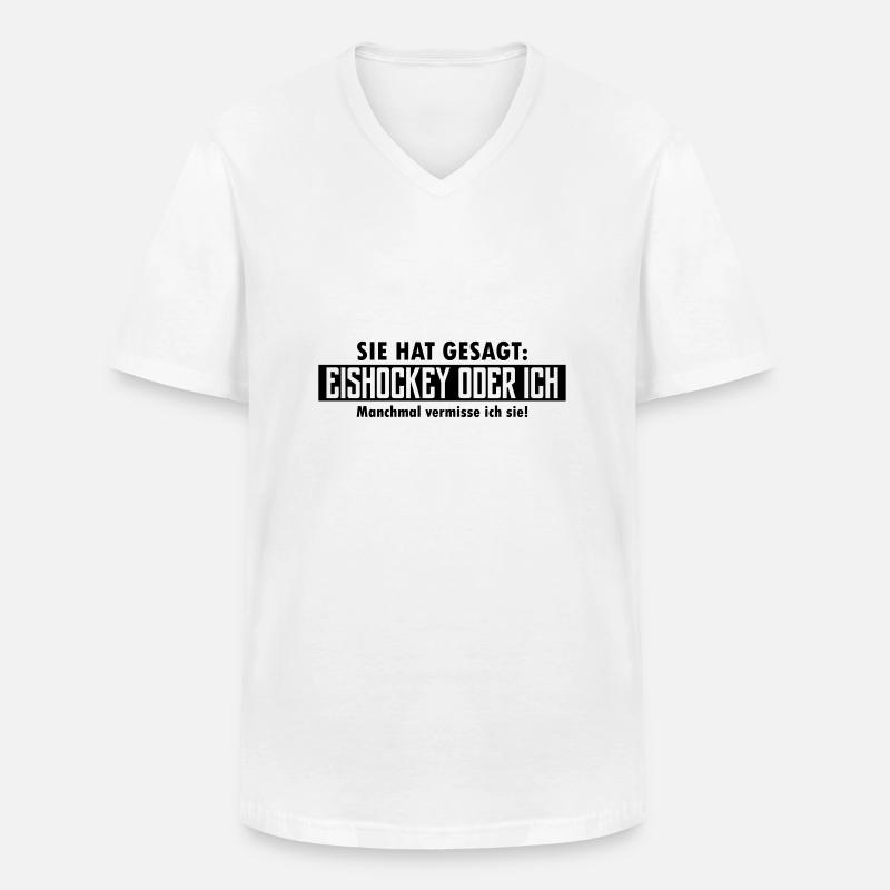 eishockey oder ich - Männer-T-Shirt mit V-Ausschnitt - Weiß