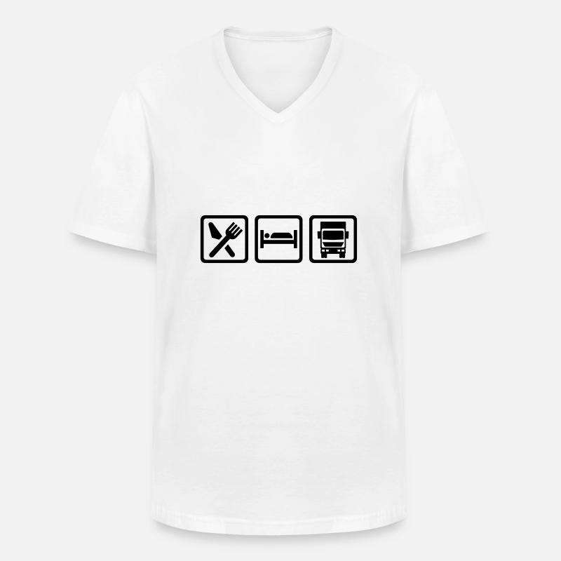 LKW - Männer-T-Shirt mit V-Ausschnitt - Weiß