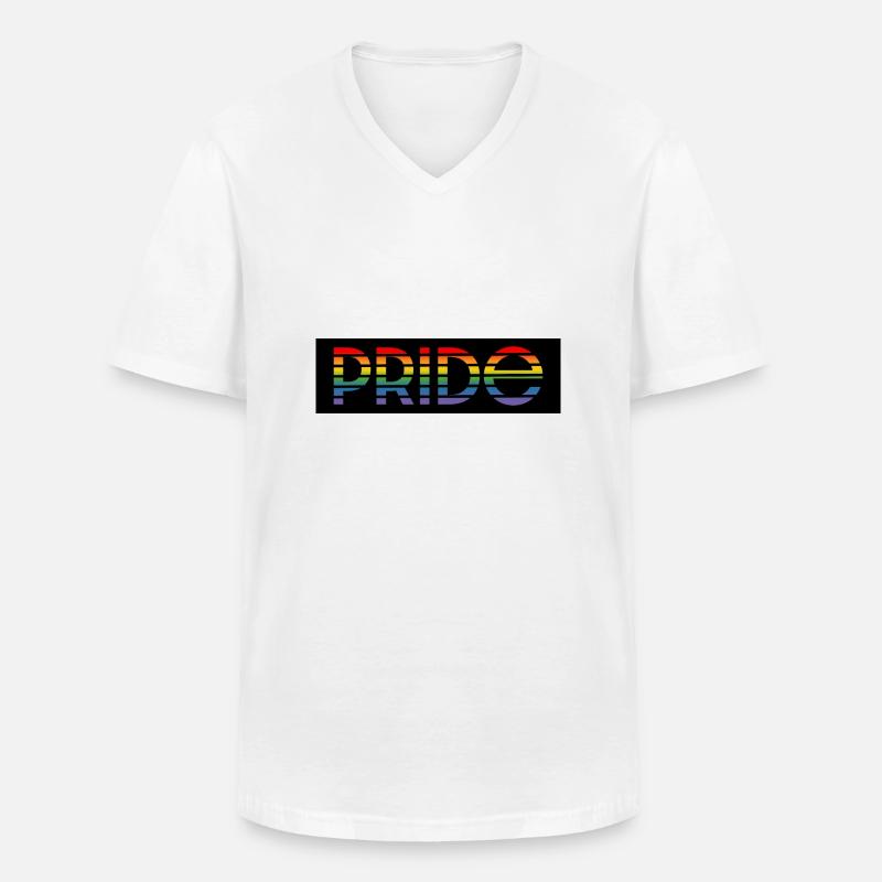 Pride rainbow black background - Männer-T-Shirt mit V-Ausschnitt - Weiß