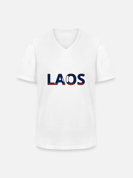 Drapeau Laos - T-shirt col V Homme - blanc