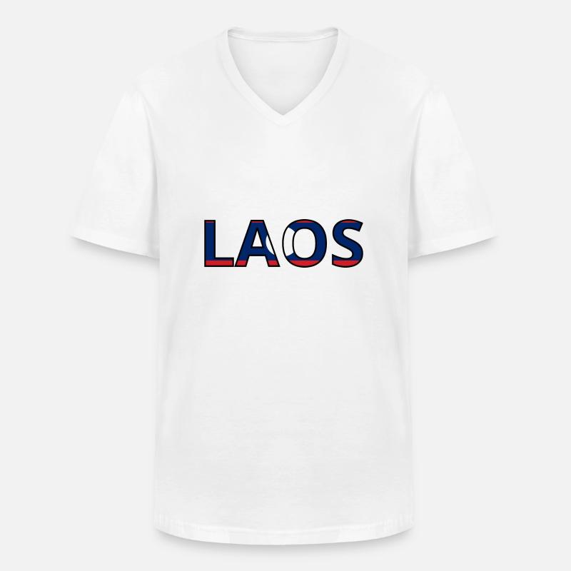 Flagge von Laos - Männer-T-Shirt mit V-Ausschnitt - Weiß