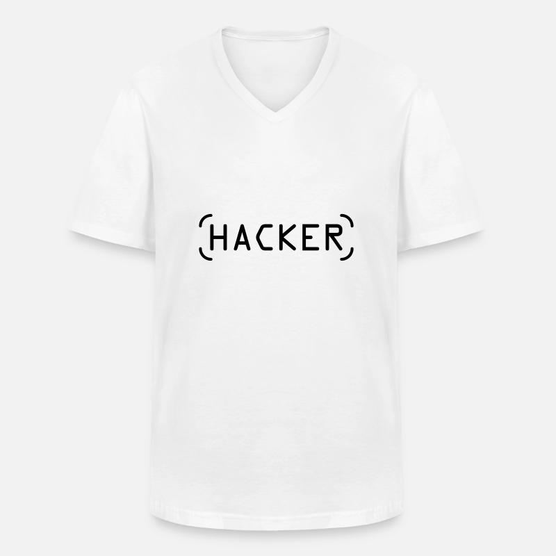 Hacker - Männer-T-Shirt mit V-Ausschnitt - Weiß