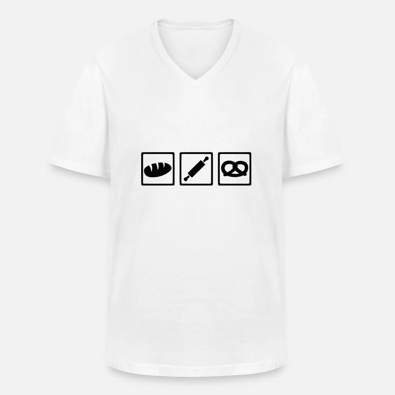 Bäcker - Männer-T-Shirt mit V-Ausschnitt - Weiß