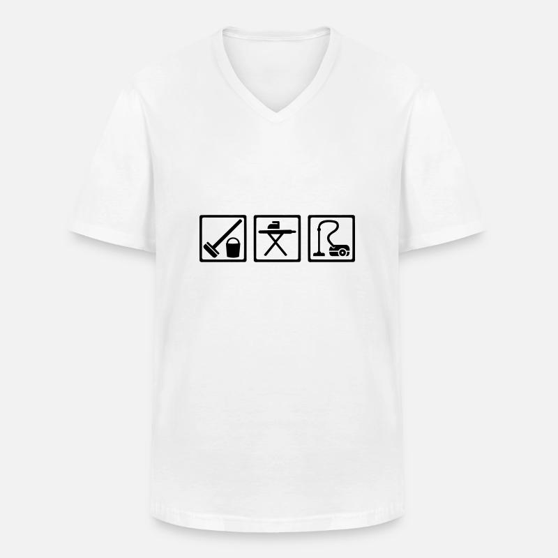 Putzen - Männer-T-Shirt mit V-Ausschnitt - Weiß