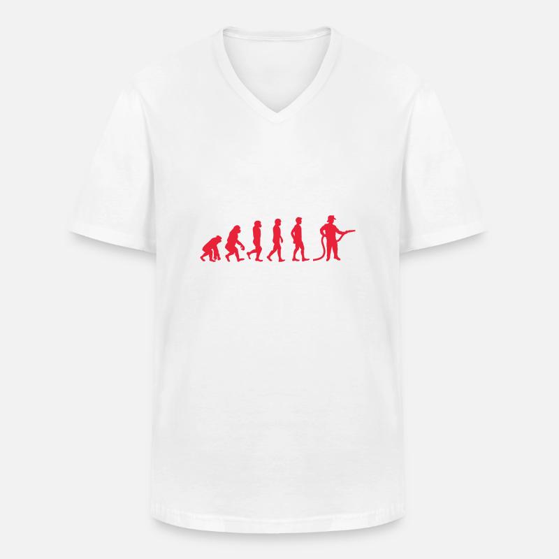 Evolution Feuerwehrmann rot - Männer-T-Shirt mit V-Ausschnitt - Weiß