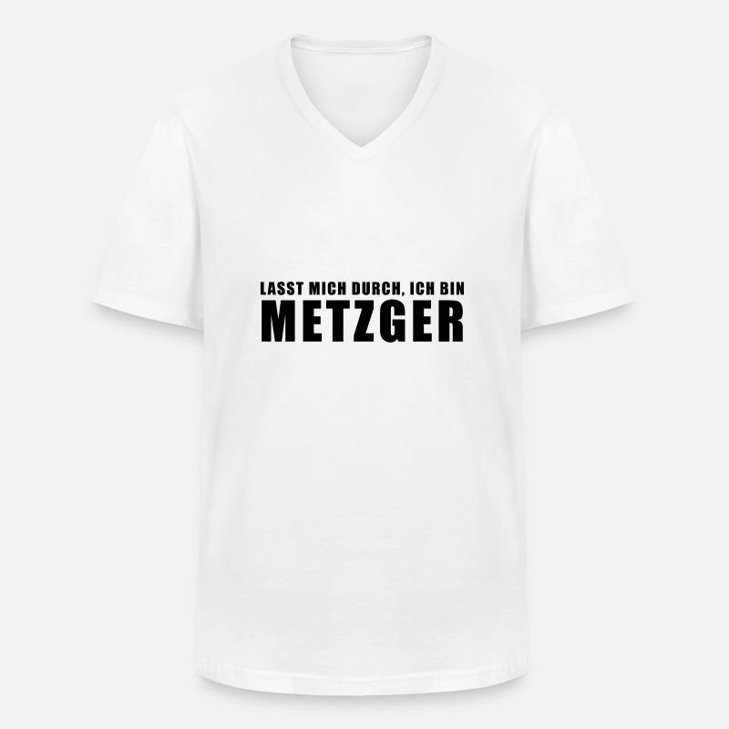 metzger - Männer-T-Shirt mit V-Ausschnitt - Weiß