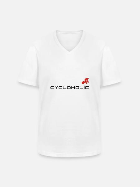 cycloholic - Männer-T-Shirt mit V-Ausschnitt - Weiß