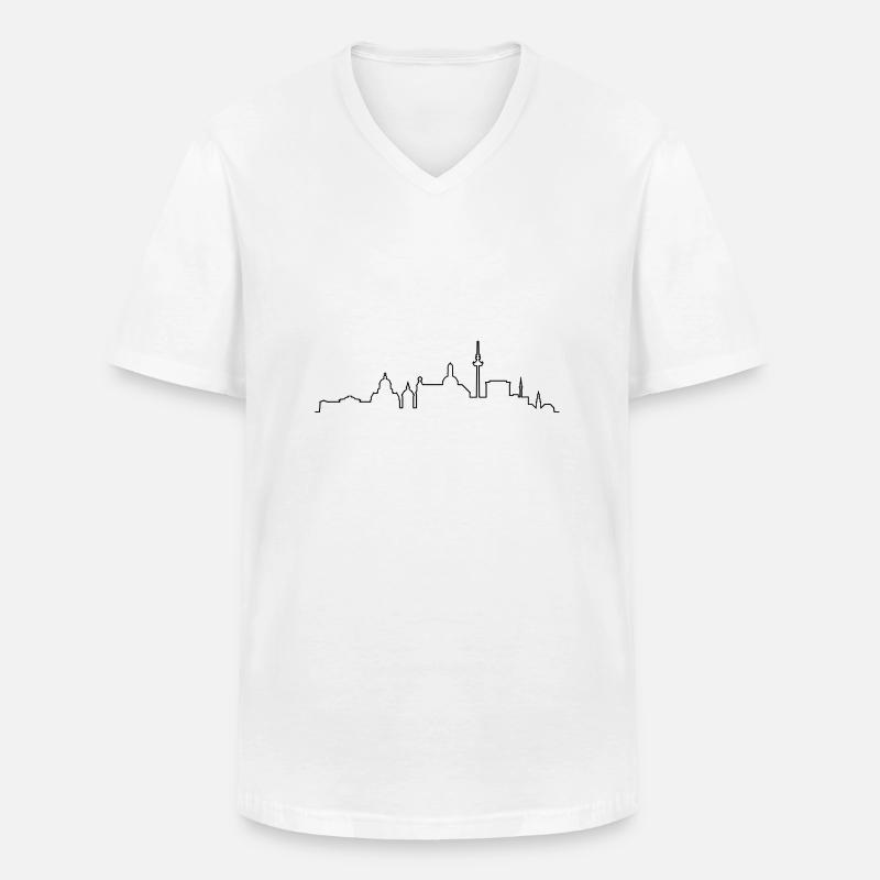 Skyline Mannheim - Männer-T-Shirt mit V-Ausschnitt - Weiß