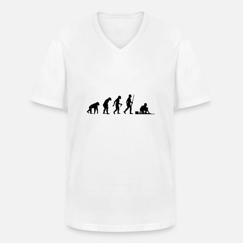 Bodenleger Evolution - Männer-T-Shirt mit V-Ausschnitt - Weiß