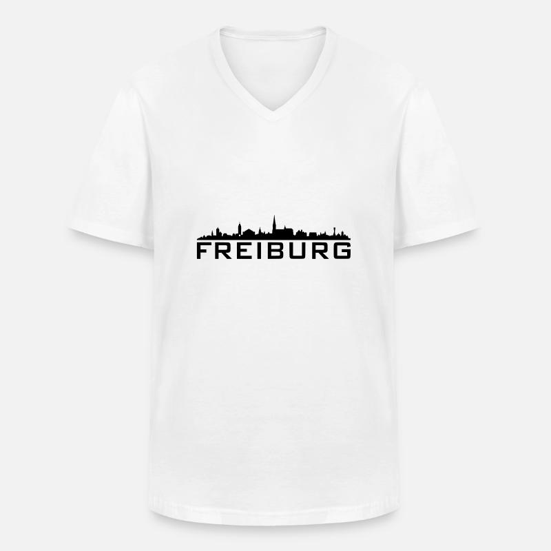 Skyline Freiburg Name - Männer-T-Shirt mit V-Ausschnitt - Weiß
