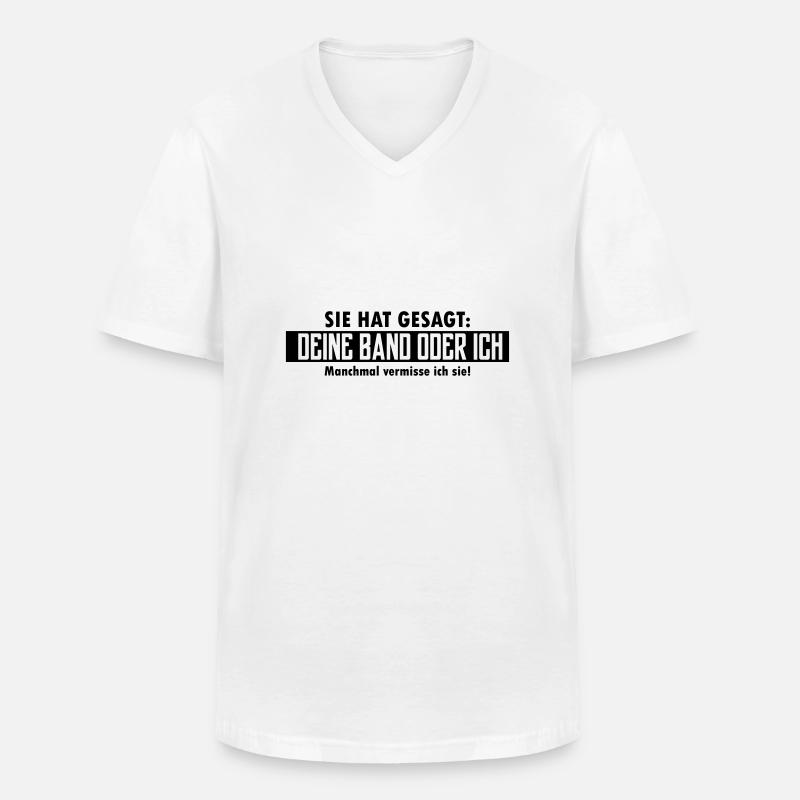 deine band oder ich - Männer-T-Shirt mit V-Ausschnitt - Weiß
