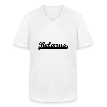écrit biélorussie - T-shirt col V Homme - blanc - Devant - AI Model Male 185 light (185cm)